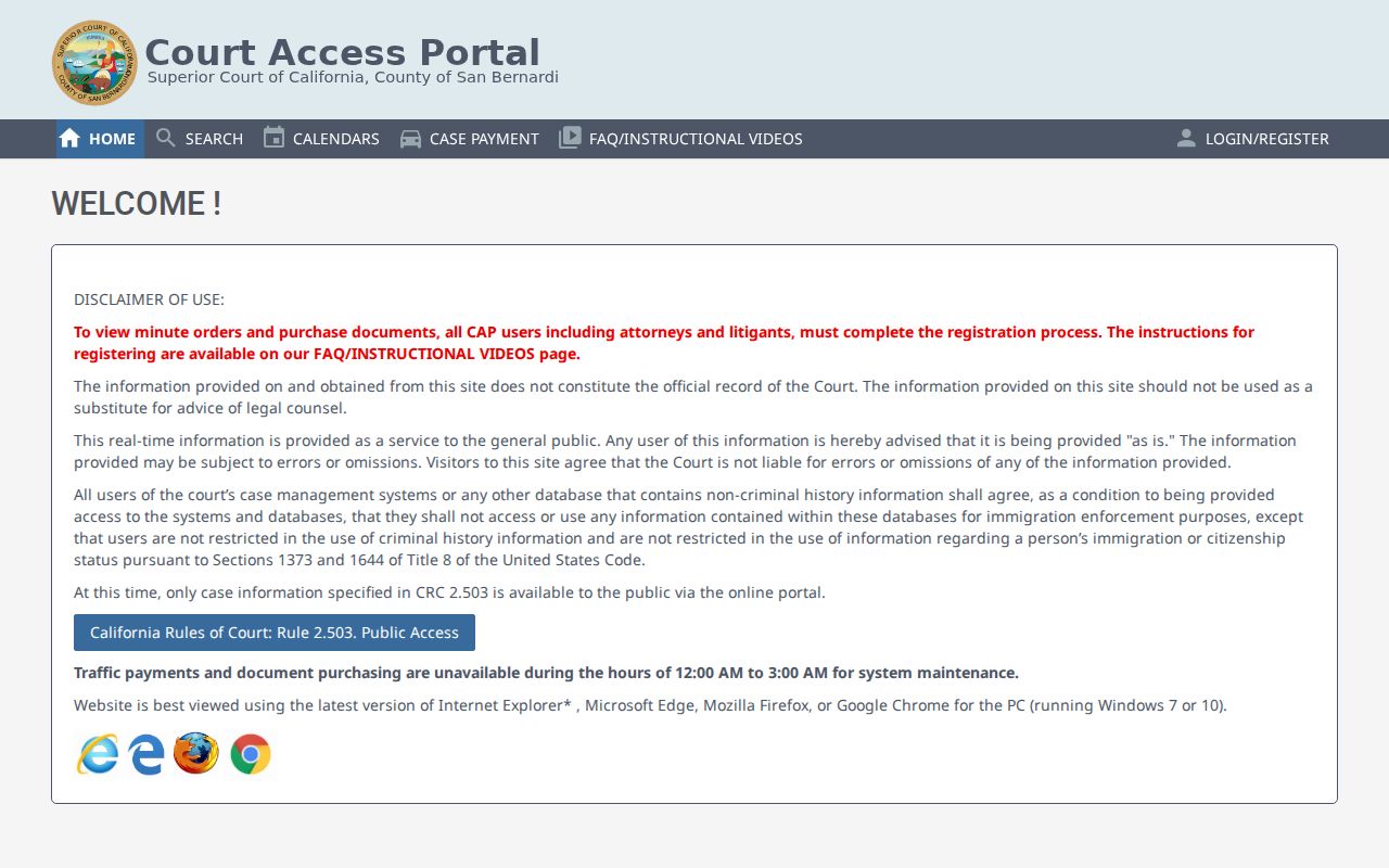 Twentynine Palms people search Court Access Portal