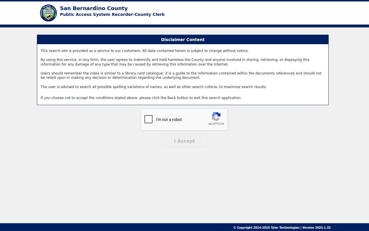 Twentynine Palms people search recorder index entry